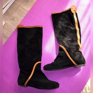 Italian designer black suede  boots . Size 38